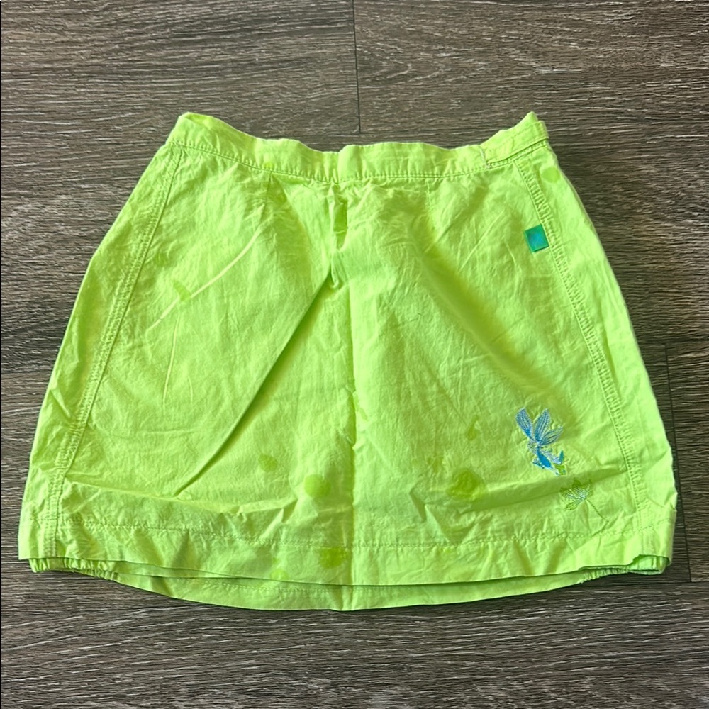 Neon Green Skirt with Blue Embroidery by Kenzo designer Italy